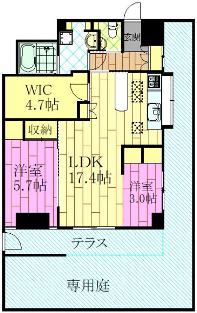 ラヴィータ小型犬のみ(2SLDK/1階)の間取り写真