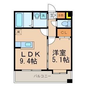 LUCIS千早(1LDK/3階)の間取り写真