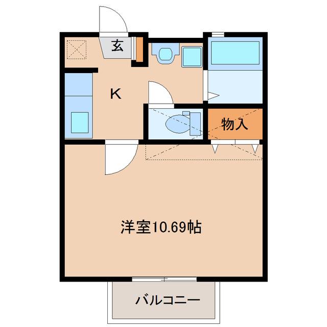 エアフォルク新田東I番館(1K/2階)の間取り写真