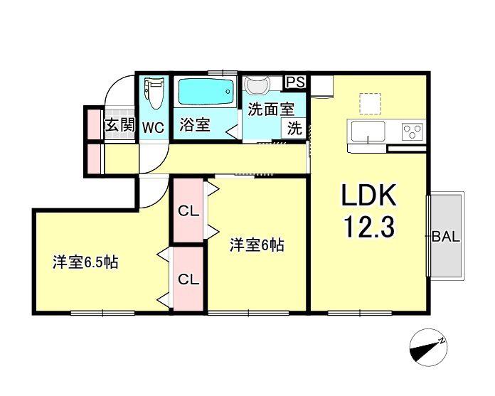 PIEDMONT比叡(2LDK/1階)の間取り写真