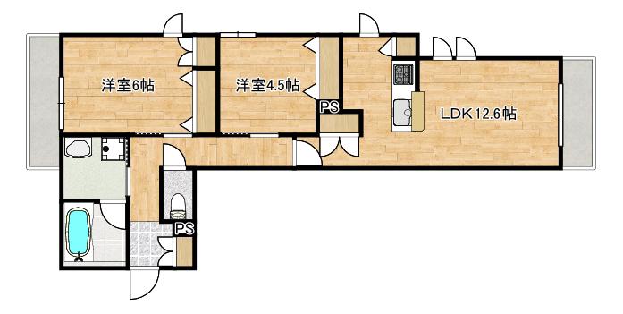 TWIN ROCKS Nツインロックス エヌ(2LDK/2階)の間取り写真