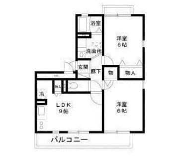 ハイカムール(2LDK/3階)の間取り写真