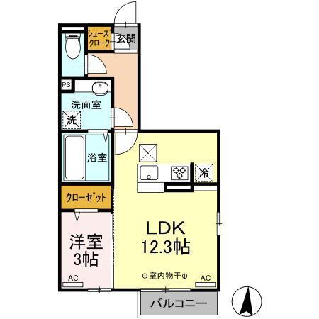 ベルネーレ(1LDK/1階)の間取り写真