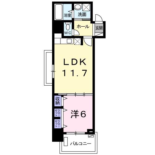 静岡鉄道静岡清水線 長沼駅(静岡) 徒歩21分 8階建 築15年(1LDK/3階)の間取り写真
