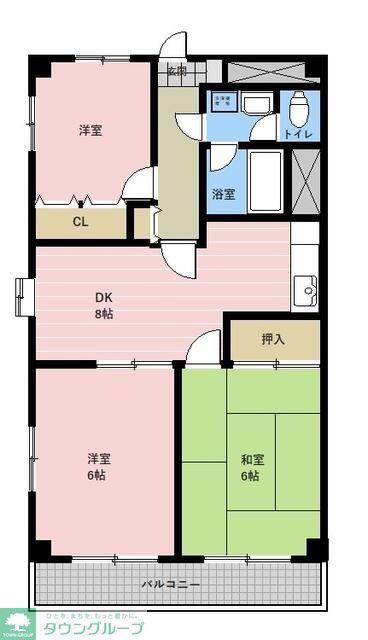 フレイジョア鴨居(3DK/4階)の間取り写真