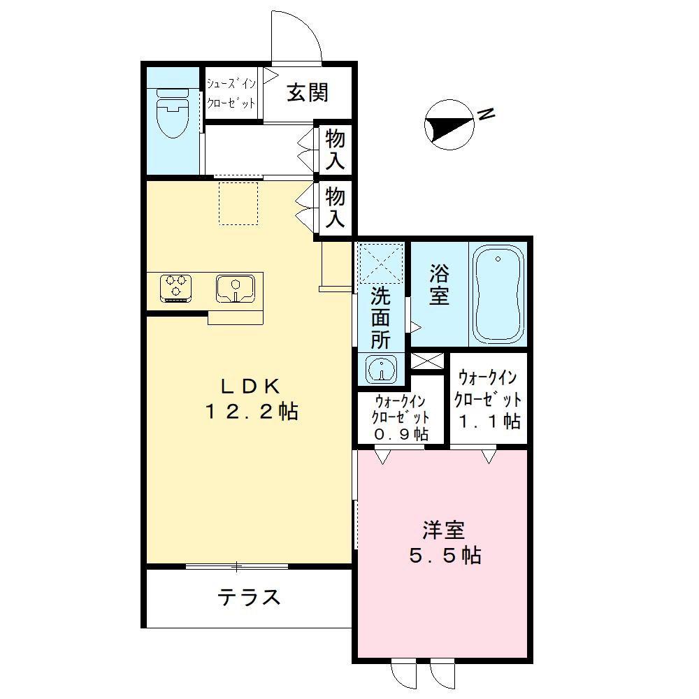 マレーア海のそよ風(1LDK/2階)の間取り写真