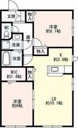 デュラ アサヒ D棟(2LDK/1階)の間取り写真