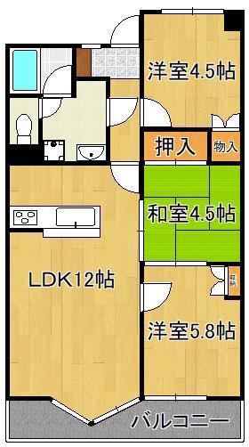 パラシオ高塔(3LDK/4階)の間取り写真