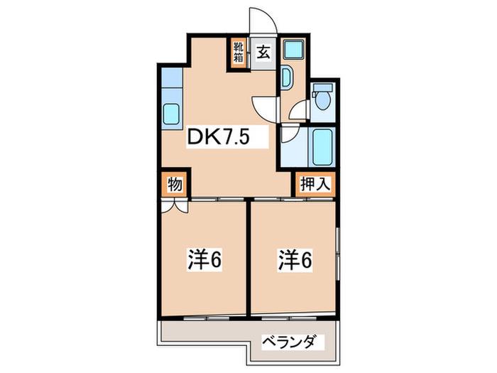 エクセルハイムVI(2DK/1階)の間取り写真