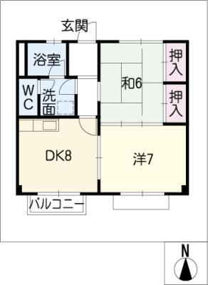 MAハイツカニエ(2DK/2階)の間取り写真