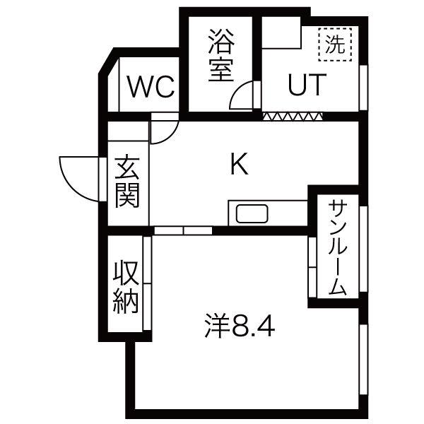 ファミールかんの(1K/4階)の間取り写真