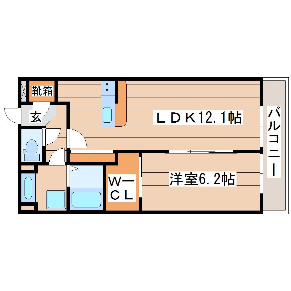 エスパース泉中央(1LDK/3階)の間取り写真