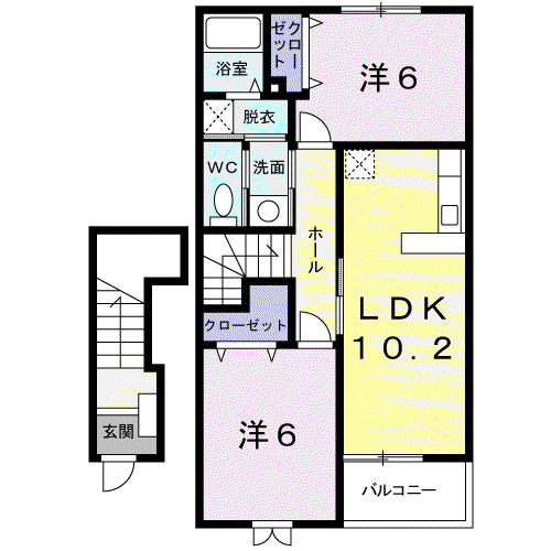 コアみのりB(2LDK/2階)の間取り写真