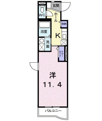ドゥーメゾン(1K/1階)の間取り写真
