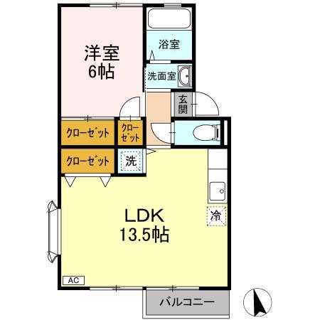 セジュール花渕A(1LDK/1階)の間取り写真