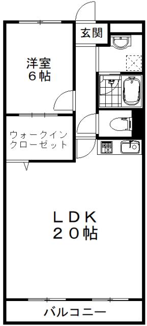 ーCREATIVE SUPPORTーシャンボール芦屋(1LDK/2階)の間取り写真