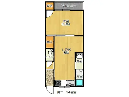 川田マンション(1LDK/3階)の間取り写真