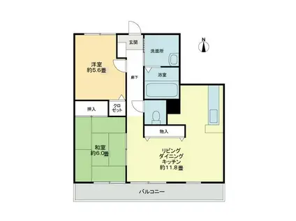 フォブール八幡(2LDK/2階)の間取り写真