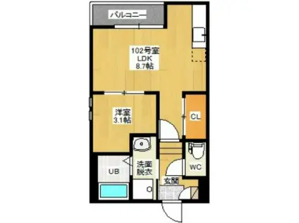 GRANDTIC SUBARU(1LDK/1階)の間取り写真