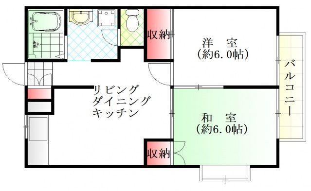 エステートピア伊藤A(2DK/1階)の間取り写真