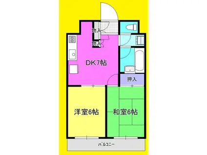 ヴィラ相模原(2DK/3階)の間取り写真