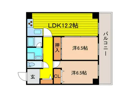 レジディア西天満(2LDK/8階)の間取り写真