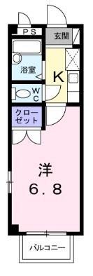 ニューシティアベニュ-A(1K/2階)の間取り写真