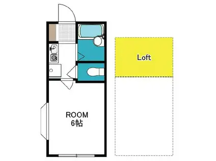 小田急小田原線 愛甲石田駅 徒歩3分 2階建 築34年(1K/1階)の間取り写真