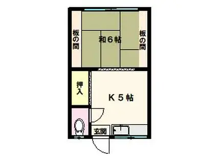 麻生アパート(1K/2階)の間取り写真