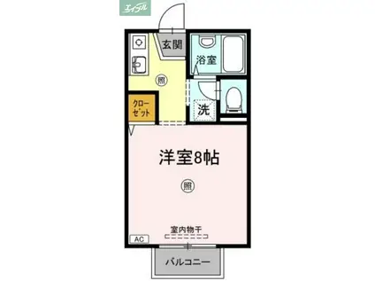 レジデンス高柳A棟(ワンルーム/1階)の間取り写真