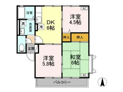 サンビレッジ本宮(3DK/1階)の間取り写真