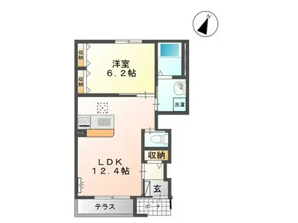 ステイゴールド(1LDK/1階)の間取り写真