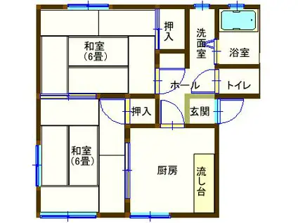 ラフォーレ山川2(2DK/2階)の間取り写真