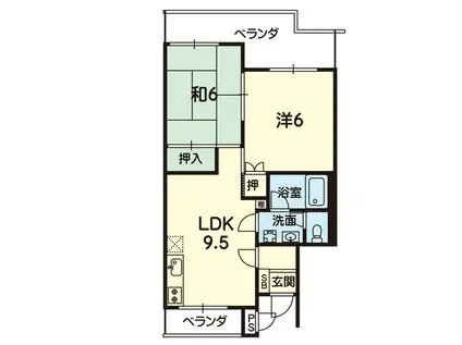 ベルファン江津(2LDK/3階)の間取り写真