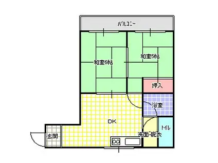 リバーヒル石津(2DK/3階)の間取り写真