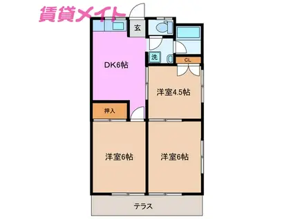 海岸ハイツ(3DK/1階)の間取り写真