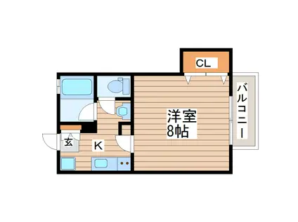 アスコット保春院(1K/1階)の間取り写真