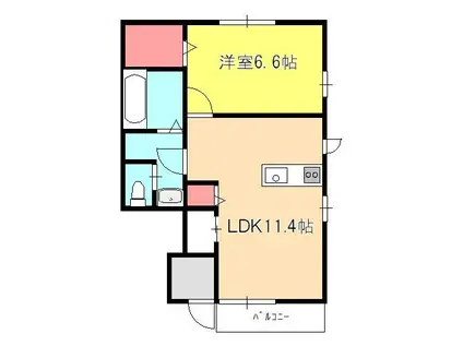 ローズ・コートII(1LDK/1階)の間取り写真