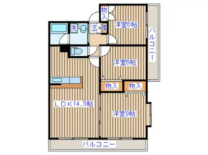 エルファロ(3LDK/4階)の間取り写真