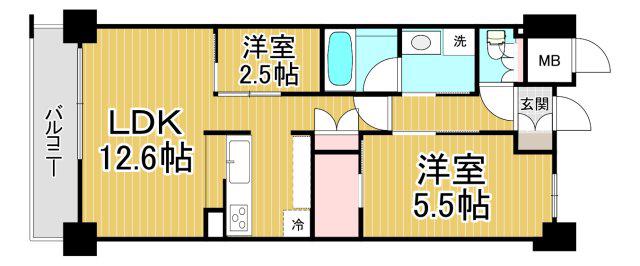 LIVECASA西宮(2LDK/6階)の間取り写真