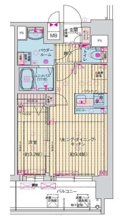 プレサンス緑橋ソレアス(1LDK/13階)の間取り写真
