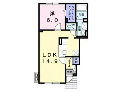 スパライ銀世 II(1LDK/1階)の間取り写真