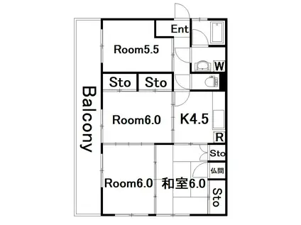 渡辺ビル(4K/3階)の間取り写真