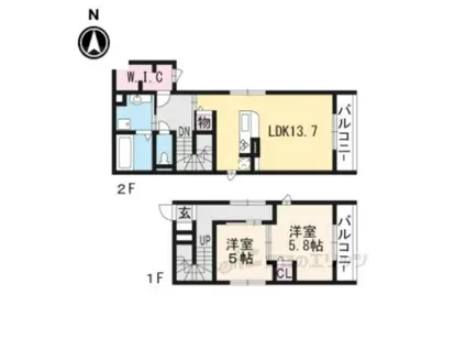 コエ―ダコート大宮(2LDK/2階)の間取り写真