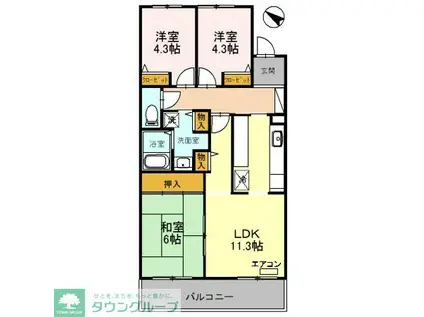 コーポレート東浦和2(3LDK/4階)の間取り写真