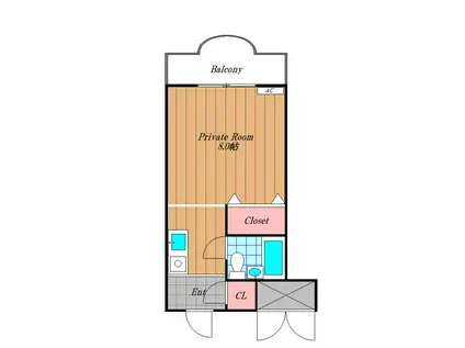 セインツ1号館(1K/2階)の間取り写真