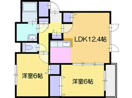 グリーンアベニューII(2LDK/1階)の間取り写真