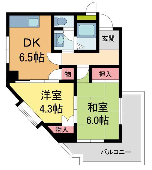 北夙川ナインズ(2DK/2階)の間取り写真