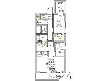 ARKMARK南品川(2LDK/3階)の間取り写真
