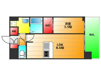 プレサンス大正エミナンス(1LDK/12階)の間取り写真